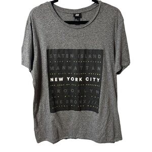 H&M Men’s New York City T Shirt Grey Large NYC The 5 Boroughs Tee